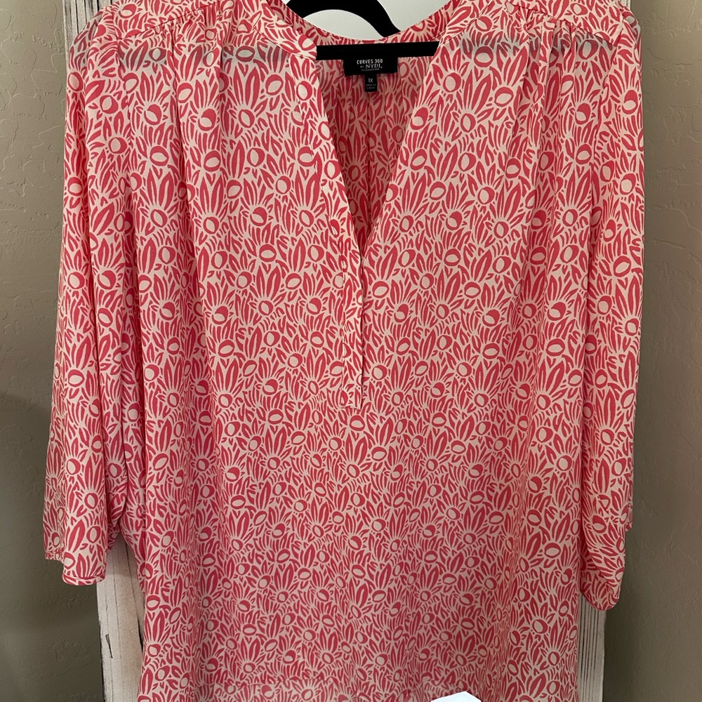NYDJ Pink and White Patterned Blouse